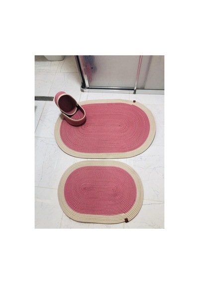Jüt,hasır,4 Lü,banyo Paspas Takımı,bohem Tarzı Banyo Takımı,iskandinav Paspas/sepet Pembe Pembe
