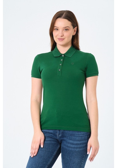 Msw Kadın Kısa Kollu Regular Fit Polo Yaka T-shirt Yeşil