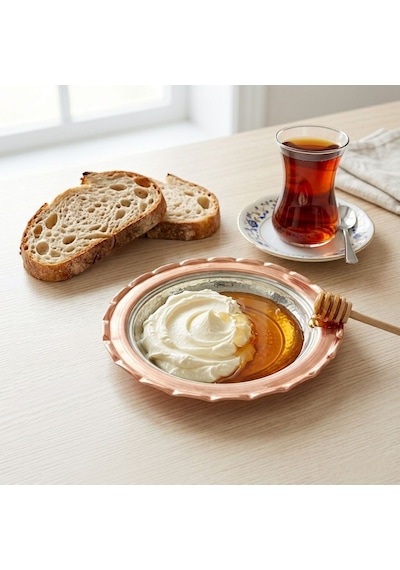 Shark Anatolia Premium Kalın Bakır Derin Meze, Kahvaltı Ve Çerez Sunum Tabağı 15 Cm Kırmızı, Çirtik Kenarlı Osmanlı Stil Şef Sunum Serisi Renkli