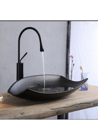 İsaoğlu Yapı Lavabo Bataryası Siyah Çanak Lavabo Musluğu Drop Design Çanak Lavabo Uyumlu Siyah Batarya Siyah