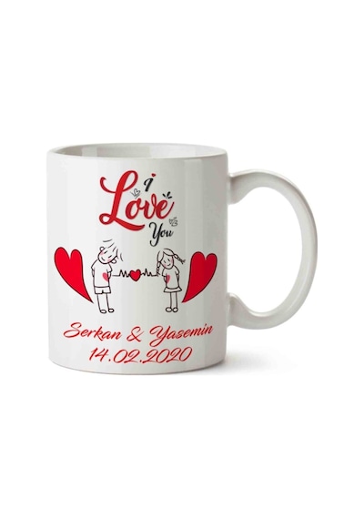 I Love You Sevgililer Günü Kupa Bardak Çok Renkli