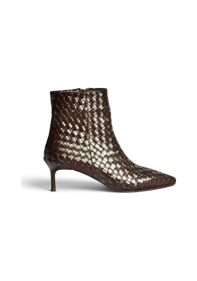 Fox Shoes Z676588909 Kahverengi Örgü Detaylı Kitten Topuklu Bilek Boy Kadın Bot