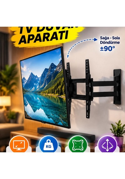 27 55 İnç Lcd Led Tv Duvar Askı Aparatı Çift Kollu Hareketli Vesa Uyumlu