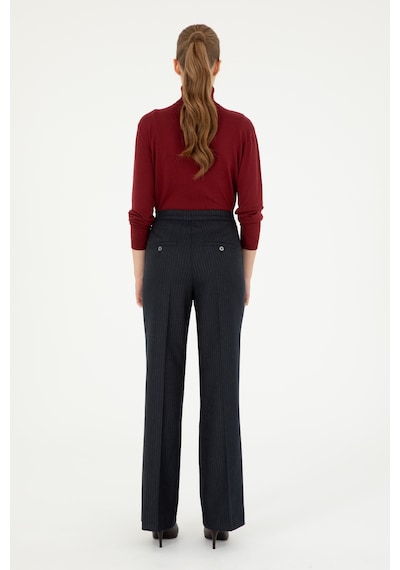 U.S. Polo Assn. Kadın Lacivert Çizgili Slim Flare Fit Kanvas Pantolon 50298552-VR033 U.S. Polo Assn. Kadın Lacivert Çizgili Slim Flare Fit Kanvas Pantolon 50298552-VR033