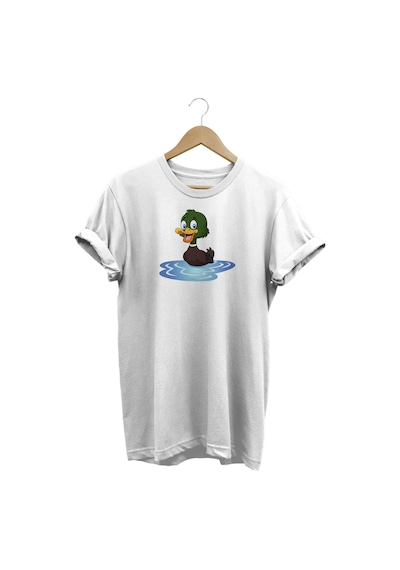 Yavru Ördek Baskılı Beyaz T-shirt Beyaz