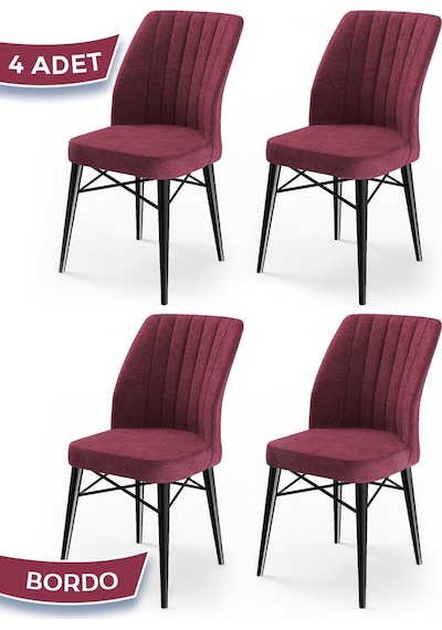 Canisa Concept Flex Serisi 4 Adet Bordo Renk Sandalye Bordo