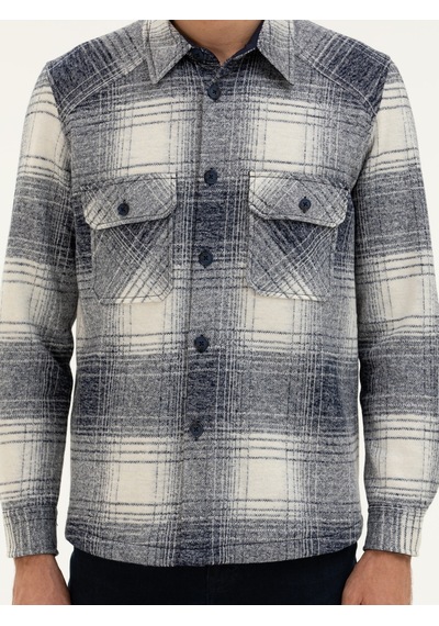 Cacharel Lacivert Yün Karışımlı Ekose Overshirt Gömlek Cacharel Lacivert Yün Karışımlı Ekose Overshirt Gömlek