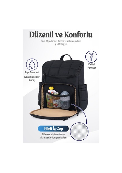 Prego Glory Bebek Bakım Çantası Siyah 3070