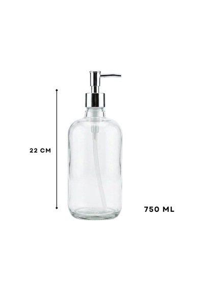 Buççin Online Mağaza Modern Tarz Cam Sıvı Sabunluk Seti Büyük 750 Ml 2 Adet Cam Şeffaf Çok Renkli