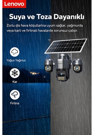 W11c-z 3 Lensli 4g Sım Kartlı 360 Ptz Solar Güvenlik Kamerası Güneş Panelli Gece Görüşlü Dış Mekan