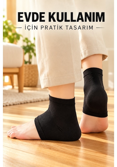 Mucit Home Siyah Topuğu Silikon Nemlendirici Topuk Çorabı 1 Çift Çatlak Nasır Nemlendirici Çorap