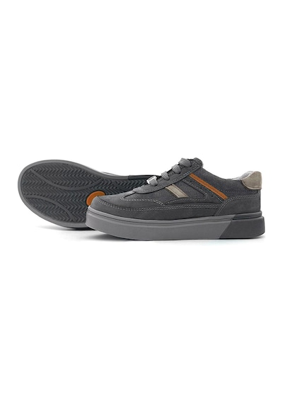 Rakerplus Gri Hakiki Deri Bağcıklı Gri Tabanlı Çocuk Sneaker Ayakkabı Gri