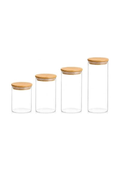 Bambu Kapaklı Cam Saklama Kavanozu Seti, 4&apos Lü, 200ml, 250ml, 300ml, 390ml, Borosilikat Cam, Sızdırmaz Silikon Conta 7009 Bambu Kapaklı Cam Saklama Kavanozu Seti, 4&apos Lü, 200ml, 250ml, 300ml, 390ml, Borosilikat Cam, Sızdırmaz Silikon Conta 7009