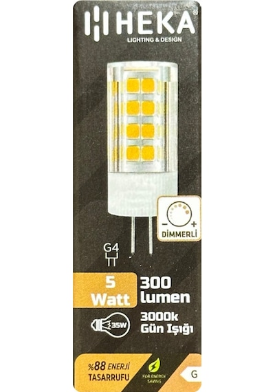 5 Adet Heka 5w 35w 3000k Sarı Işık G4 Duylu Dim Edilebilir Led Kapsül Ampul