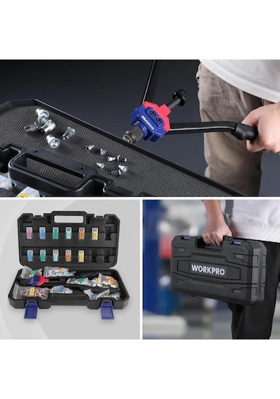Workpro Wp200532 400 Mm Ağır Hizmet Kollu Somun Perçinleme Tabancası + 185 Parça Somun Perçin Seti
