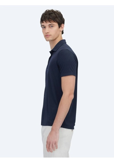 Kip Lacivert Desenli Regular Fit Casual Gömlek Lacivert