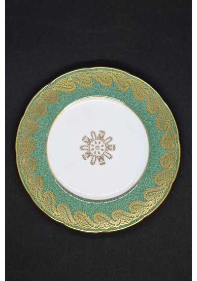 Foley Bone China İngiliz Yeşil Porselen Antika Tatlı Tabağı 15 Cm Haki