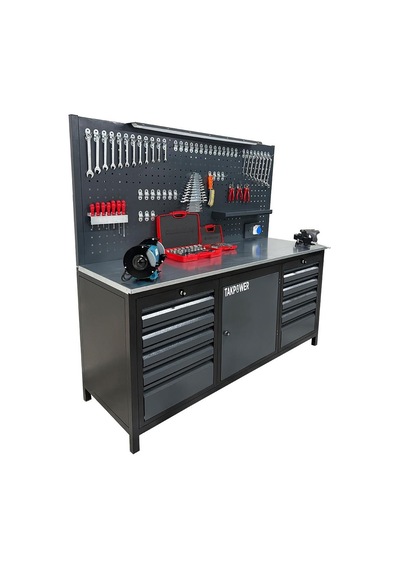 Takpower 2 Metre Dolu Takım Tezgahı 10 Çekmeceli 1 Dolaplı Premium