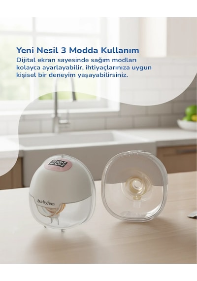 Babyjem Yeni Nesil Led Ekran Ultra Vakumlu Giyilebilir Göğüs & Süt Pompası
