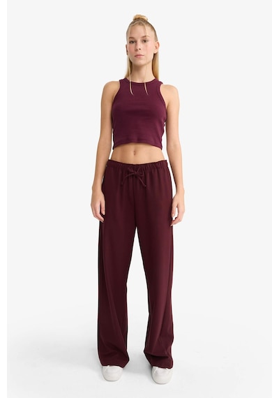 Defacto Wide Leg Normal Bel Standart Boy Pantolon C1428AX25AU Bordo