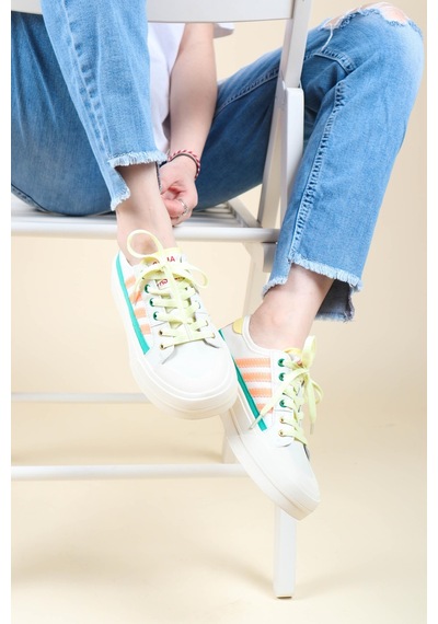 Guja Cilt Garnili Keten Sneakers Yeşil-Yeşil