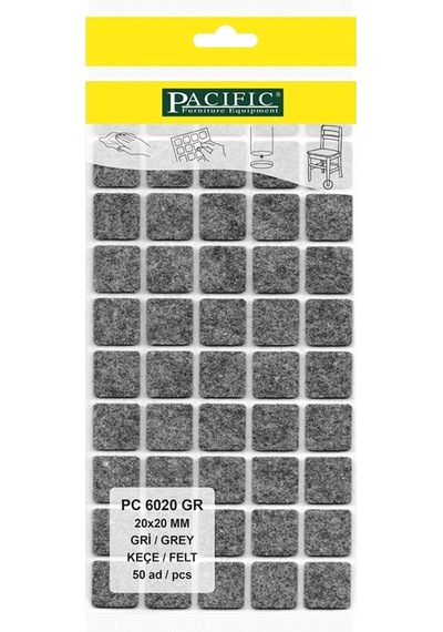 Pacıfıc Gri Yapışkanlı Keçe 20mm X 20mm