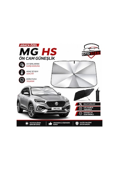 Mg Hs Şemsiye Tip Ön Cam Güneşliği Katlanabilir Uv Korumalı Araç Cam Güneşlik