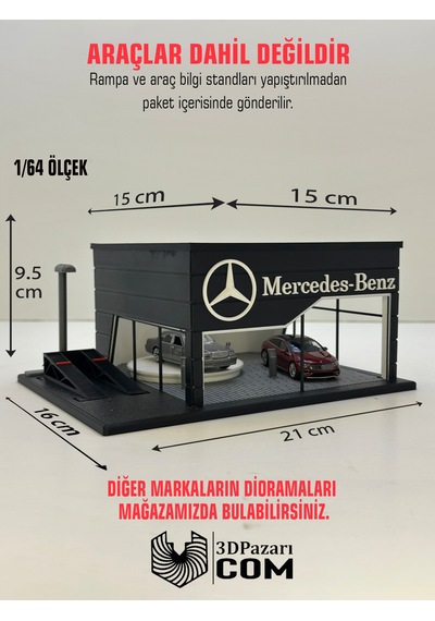 3d Baskı 1/64 Ölçekli Mercedes Showroom Tasarımlı Diorama Araç Sergileme Garajı
