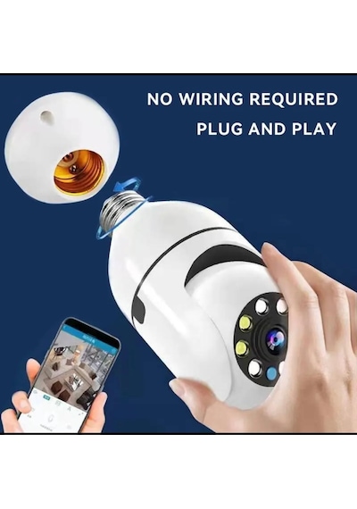 Ampul Kamera Harekete Duyarlı Gece Görüşlü Kablosuz Bebek Izleme Kamerası Güvenlik Akıllı Wifi 360hd
