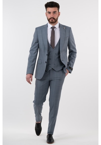 Sir Yelekli Takım Elbise (434102168) Açık Mavi