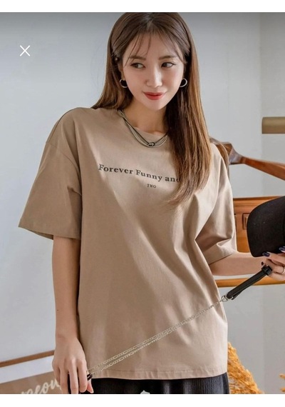 Flood Of Style Kadın Kahverengi Funny Baskılı Oversize T-shirt