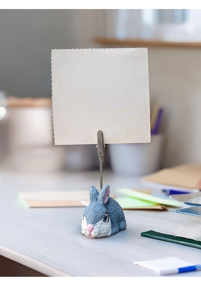 Sevimli Kawaii Tavşan Fotoğraf - Not Tutucu Hediyelik Gri Beyaz