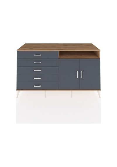 Kronos Konsol 2 Raflı 5 Çekmeceli 2 Kapaklı 176x59x99 Çam-antrasi Çam-antrasit