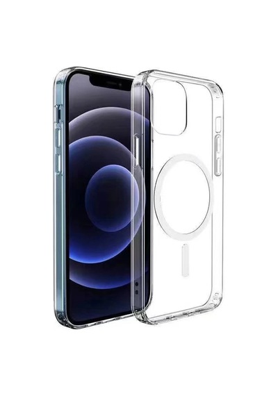 Apple Uyumlu iPhone 11 Kılıf M-safe Şarj Özellikli Şeffaf Sert Pc Zore Embos Kapak