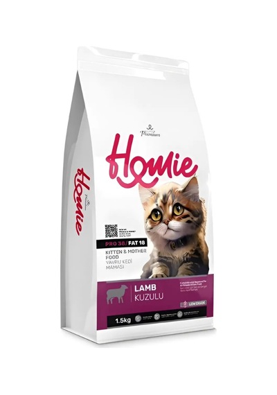 Homie Süper Premium Düşük Tahıllı Mother & Kitten Kuzu Etli Yavru Kedi Maması 1.5 Kg 3 Adet