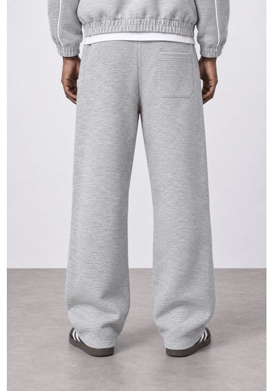 Respire Erkek Biye Detaylı Panda Baggy Eşofman Altı Gri Melanj