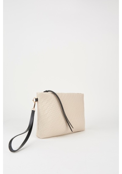 Vivaq Kadın Bellis Örgü Vizon Astarlı Suni Deri Bilek Askılı Portföy El Ve Clutch Çanta VİZON
