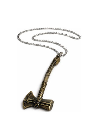 Antik Görünümlü Thor Çekici Kolye Metal Bronz Erkek Kadın 60 Cm Çok renkli