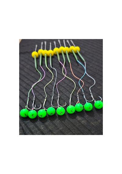 Yemleme Botu 12 Yeşil Pup Rig Ve Boli Yüzen Model 12 Adet 2.3 No İnne İnnesi Büyük Boy