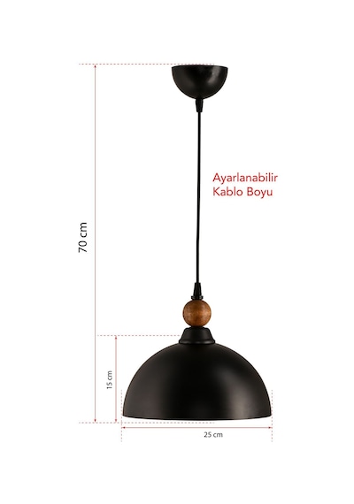 Tekli Piedra Sıvama Metal Sarkıt Avize Siyah