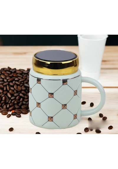 Ekose Tasarımlı Aynalı Kapaklı Sıcak Tutan Kupa Bardak Fincan Mug Mini Motivasyon Termos 450 Ml. 001