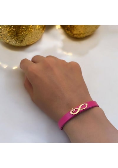 Archin J Harfine Özel Doğal Pembe Derili Sonsuzluk Motifli 14 Ayar Altın Plakalı Hediye Bileklik-617harf J Archin J Harfine Özel Doğal Pembe Derili Sonsuzluk Motifli 14 Ayar Altın Plakalı Hediye Bileklik-617harf J