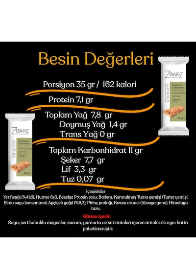Crunchy Turna Yemişli Yer Fıstıklı Protein Bar 12 Li