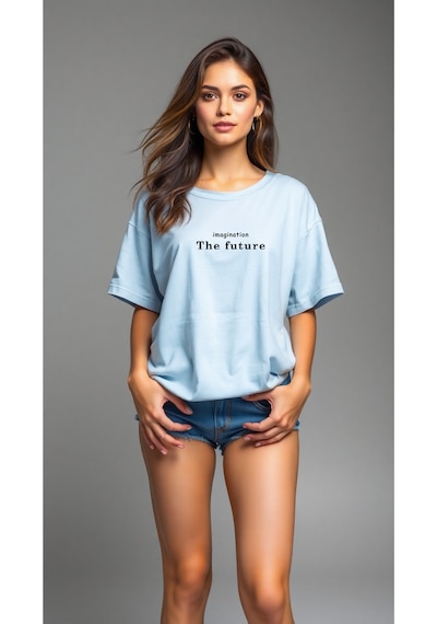 Uyguntarz The Future Baskılı Oversize T-shirt Bebe Mavisi
