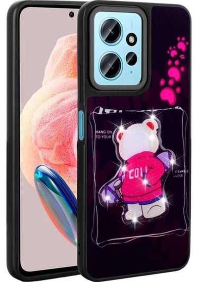 Xiaomi Redmi Note 12 4g Kılıf Parlayan Kabartmalı İkonik Figürlü Zore Amas Silikon Kapak Siyah