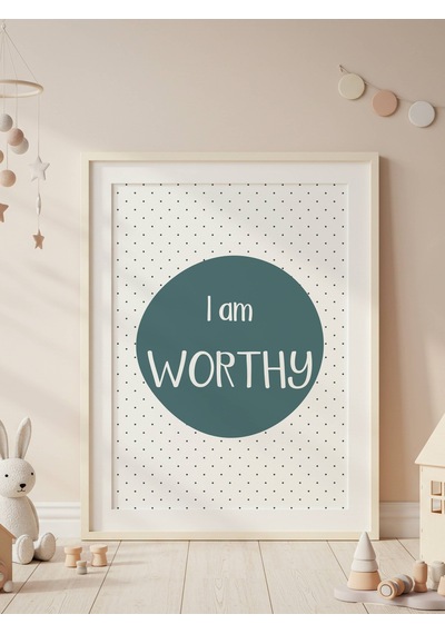I Am Worthy Dijital Baskı Poster Lacivert Çerçevesiz
