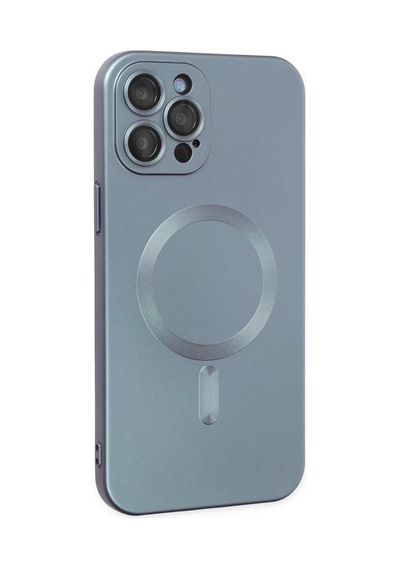 Newface Apple iPhone Uyumlu 12 Pro Max Kılıf Moshi Lens Magneticsafe Silikon - Glblseme - 99 Sierra Blue