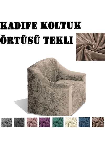 Kadife Koltuk ,kanepe,çekyat Örtüsü,koltuk Kılıfı Tekli Vizon