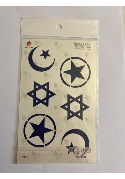 Yıldızlar 18x11 Cm Aylık Yarı Kalıcı Kalıcı Geçici Dövme Yapıştırma Dövme