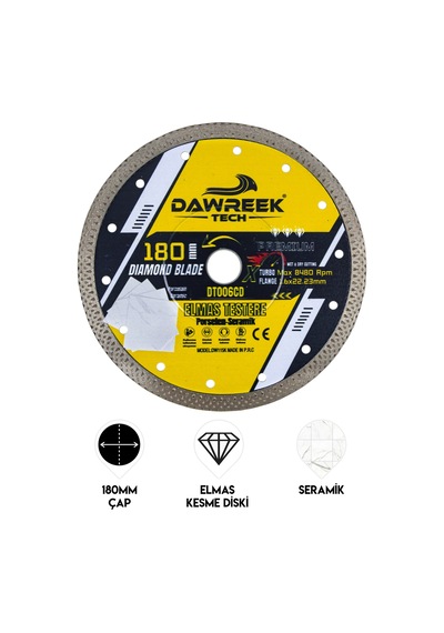 Dawreek Dt006cd 180mm Premium Sürekli Çember Pro Elmas Testere Seramik